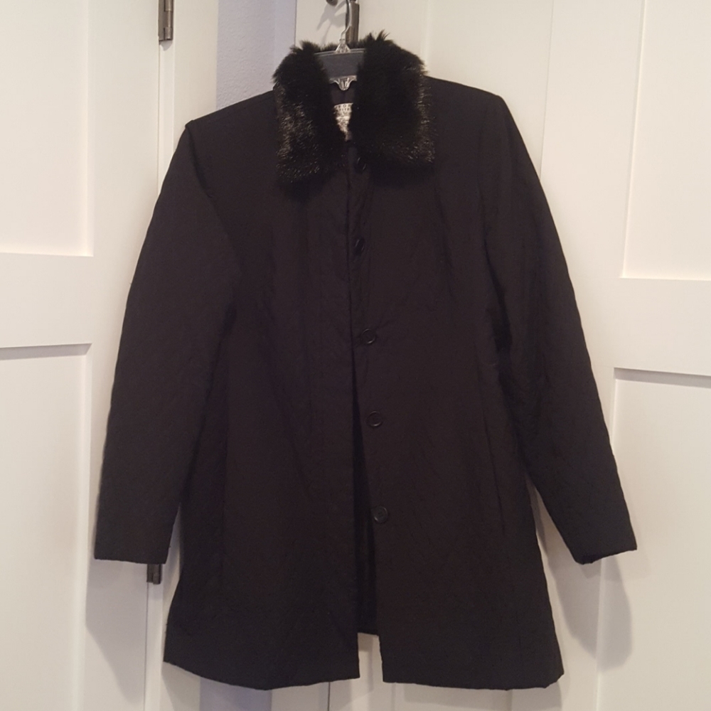 Black quilted car coat